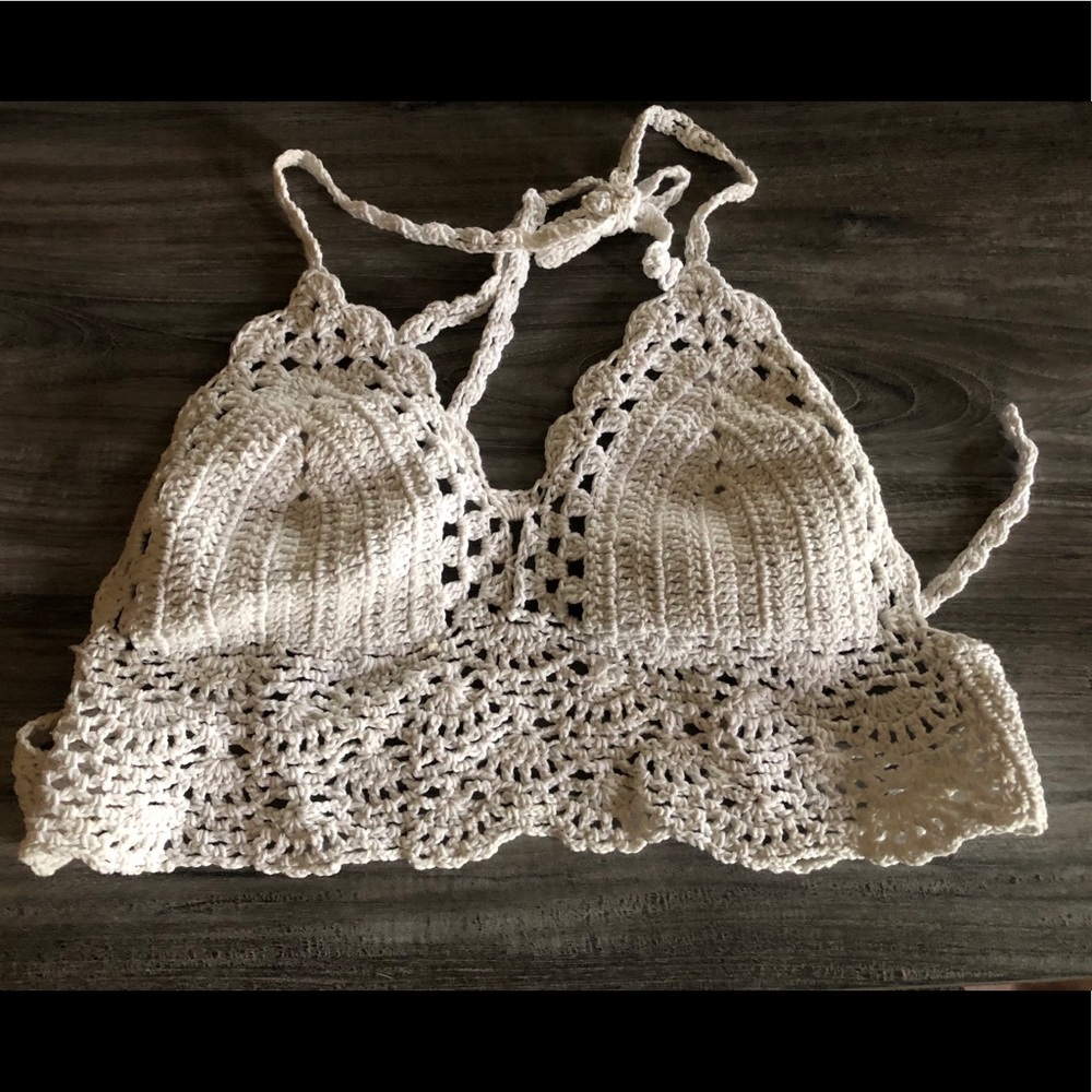 Knitted bralette.
